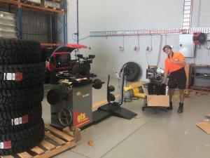 Tyre fitting machines at AAV4X4 Factory